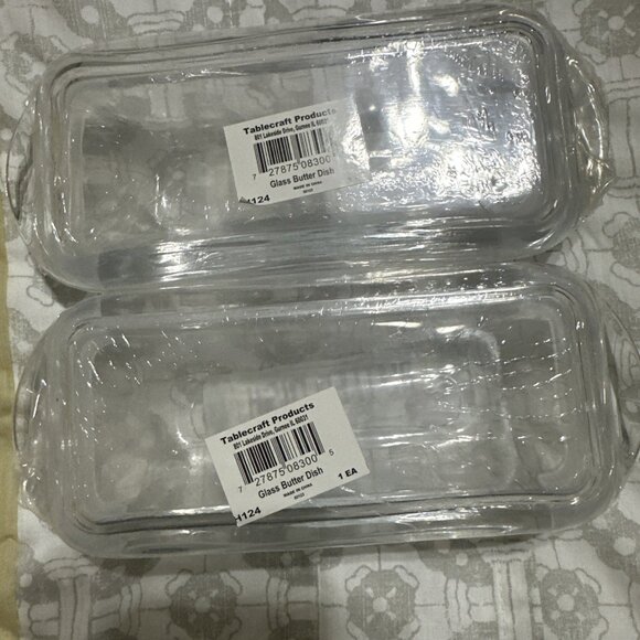 Tablecraft H124 Clear Glass Butter Dish - Pack of 2 - Picture 5 of 5